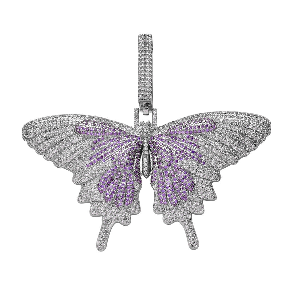 Colorful Butterfly Pendant with Micro-Set Zirconia