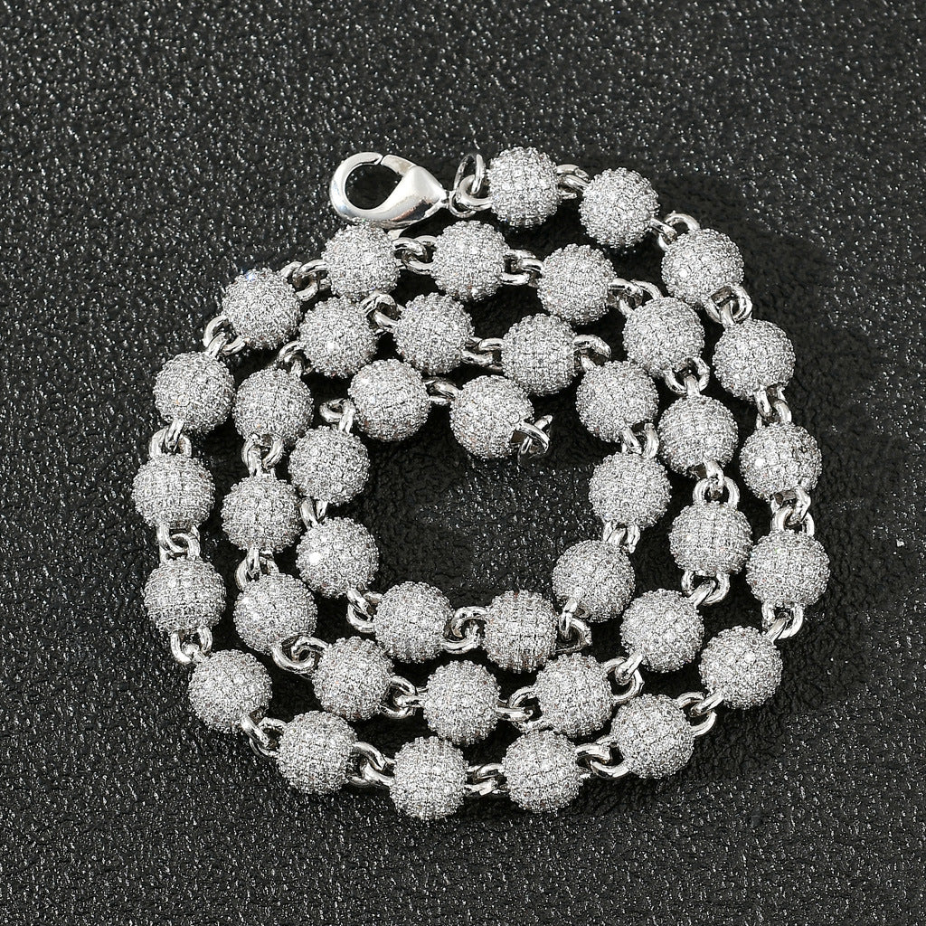 8mm Round Beads Full Zirconia Necklace