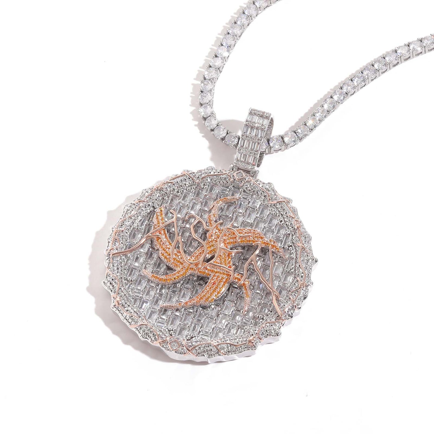 6cm T Square Zirconia Large Round Cake Pendant