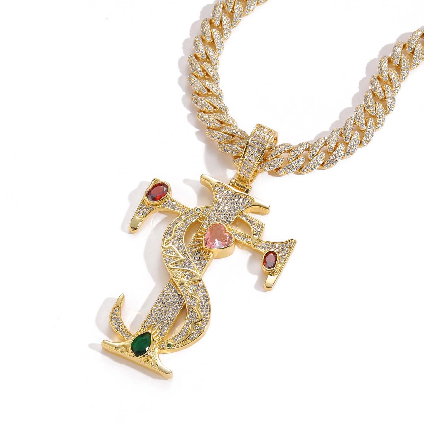 Micro-set Colorful Zirconia Cross Pendant