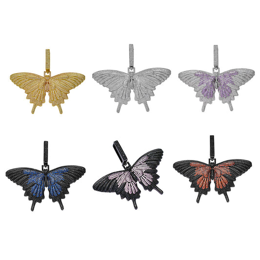 Colorful Butterfly Pendant with Micro-Set Zirconia