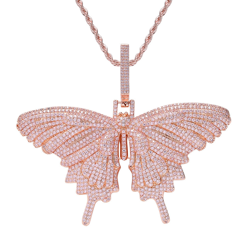 Colorful Butterfly Pendant with Micro-Set Zirconia