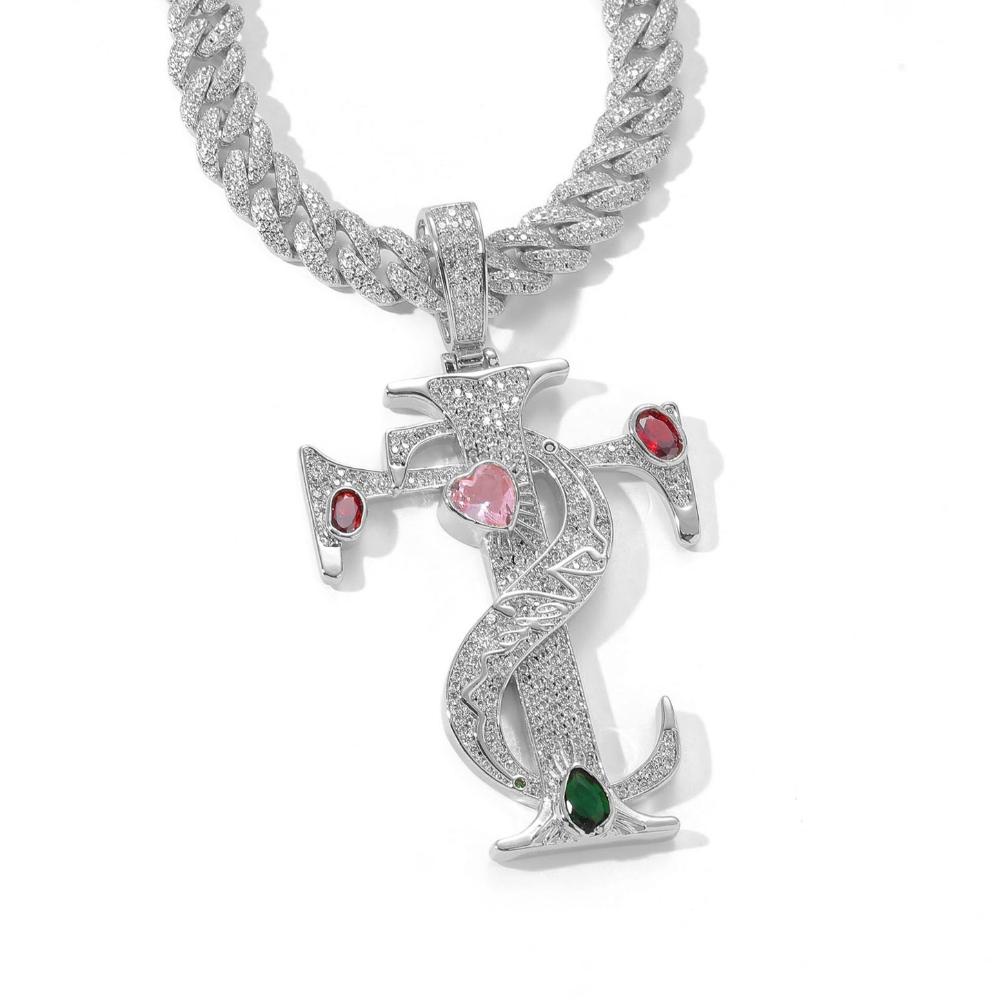 Micro-set Colorful Zirconia Cross Pendant