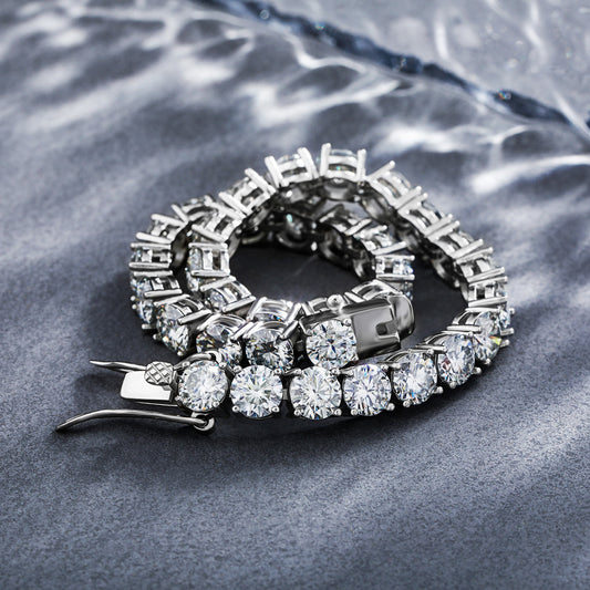 S925 silver moissanite 3-5MM tennis chain bracelet necklace