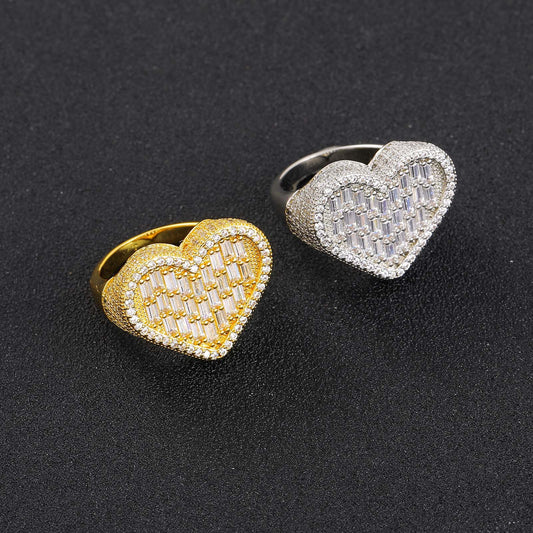 Vertical T-Square Heart Ring