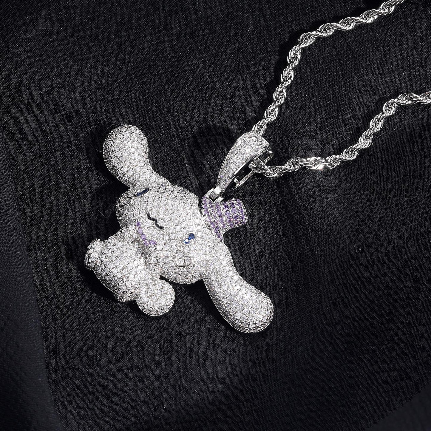 Jade Cinnamon Dog Pendant Full of Zirconia