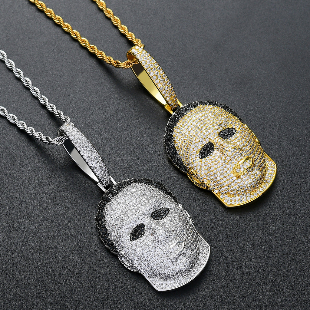 Necklace man head mask necklace micro zirconia hiphop hip hop