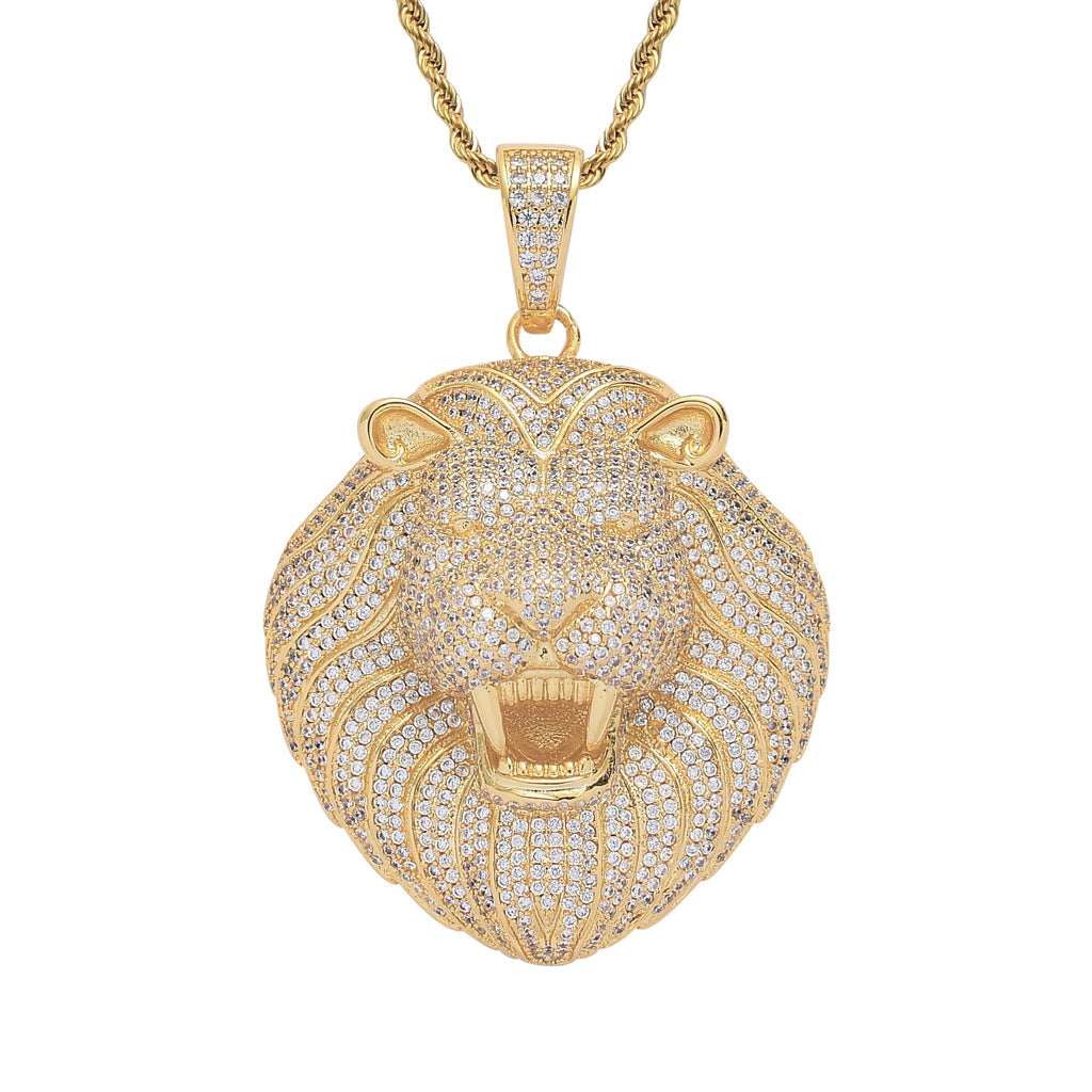 micro zirconia lion head pendant