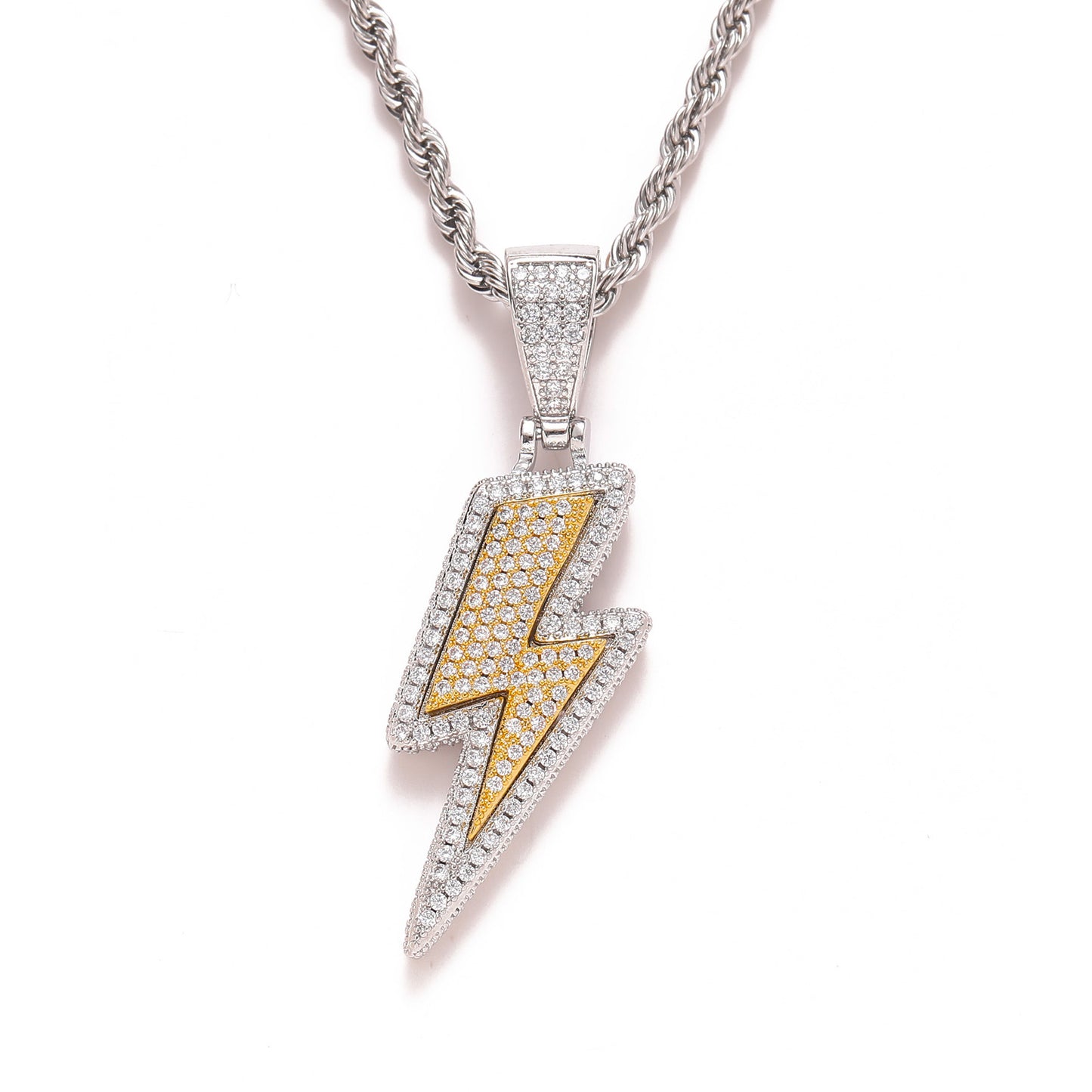 Micro Zirconia Bicolor Lightning Pendant