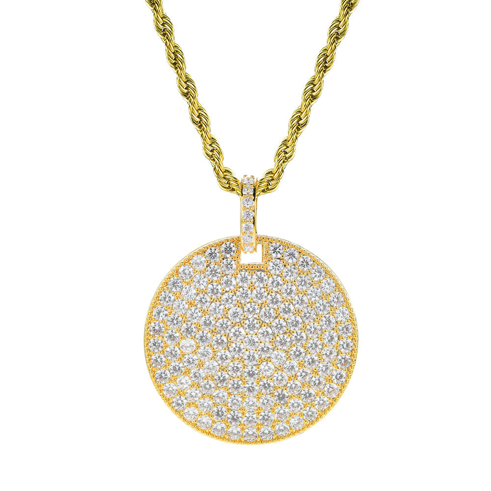 Zircon Round Military Pendant