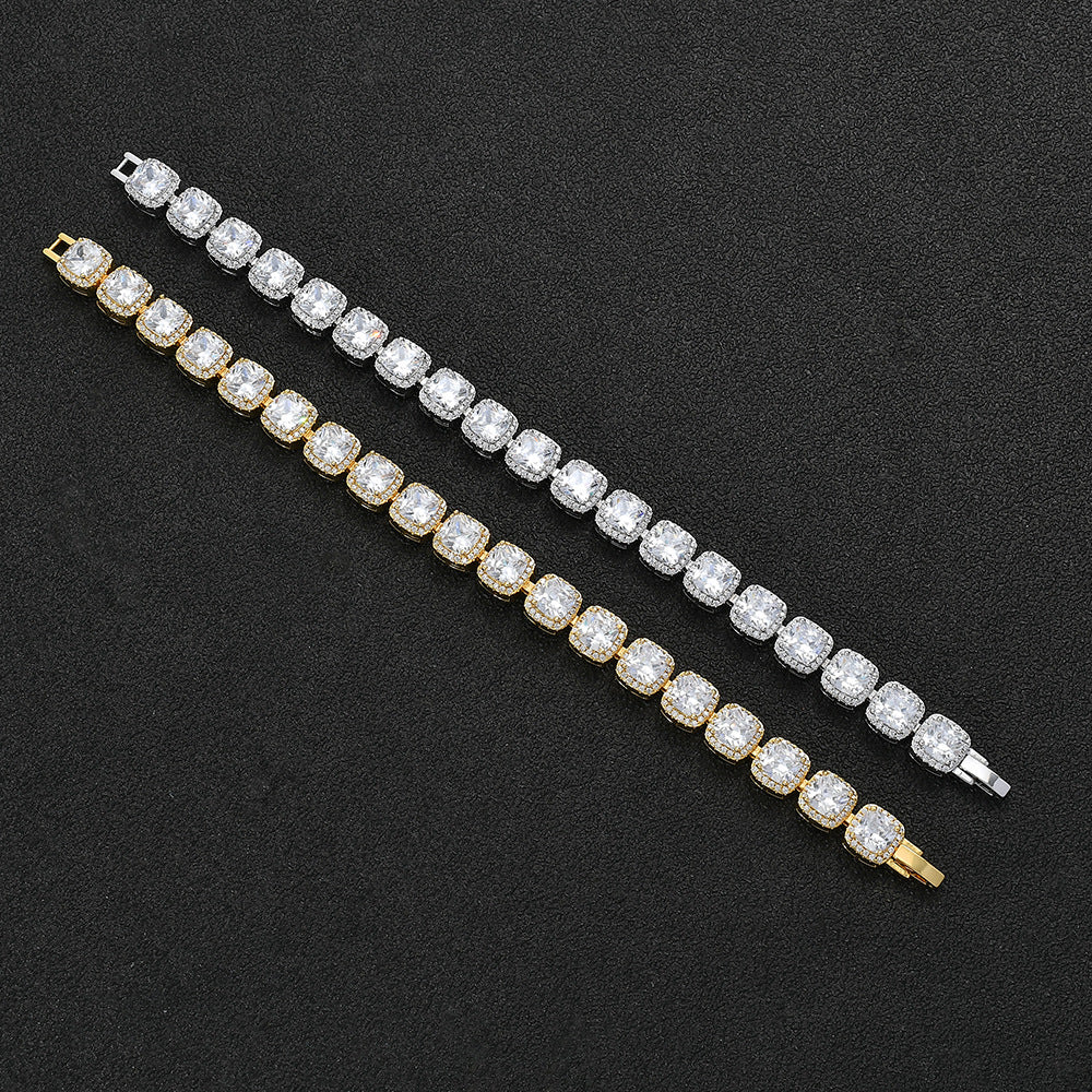 10mm Zirconia Square Tennis Chain Bracelet