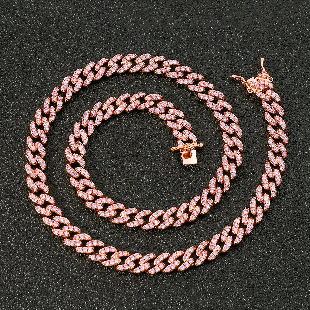 9mm Pink Zirconia Cuban Chain