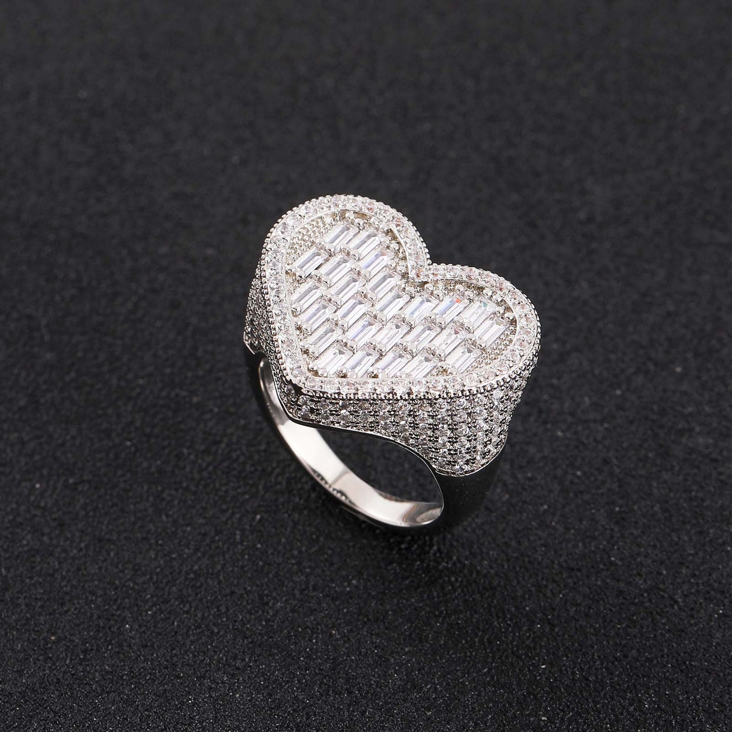 Vertical T-Square Heart Ring