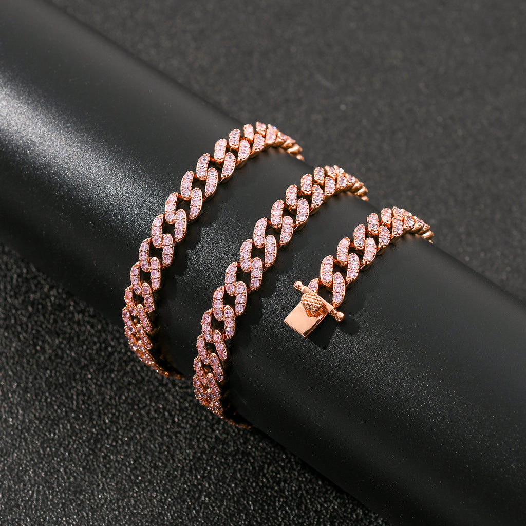 9mm Pink Zirconia Cuban Chain