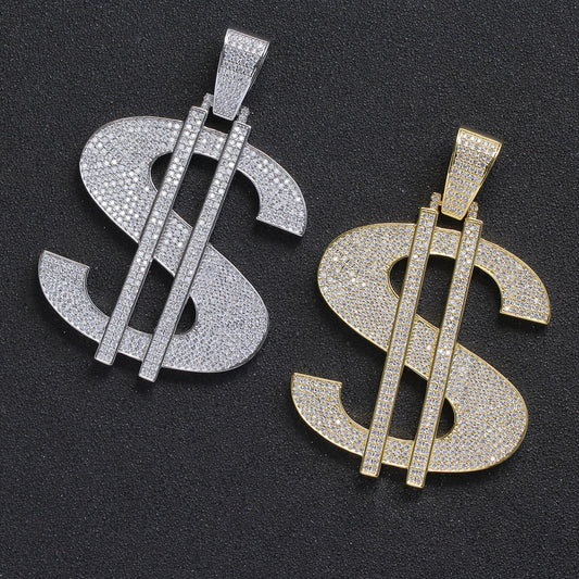 Large Dollar Sign with Zirconia Pendant