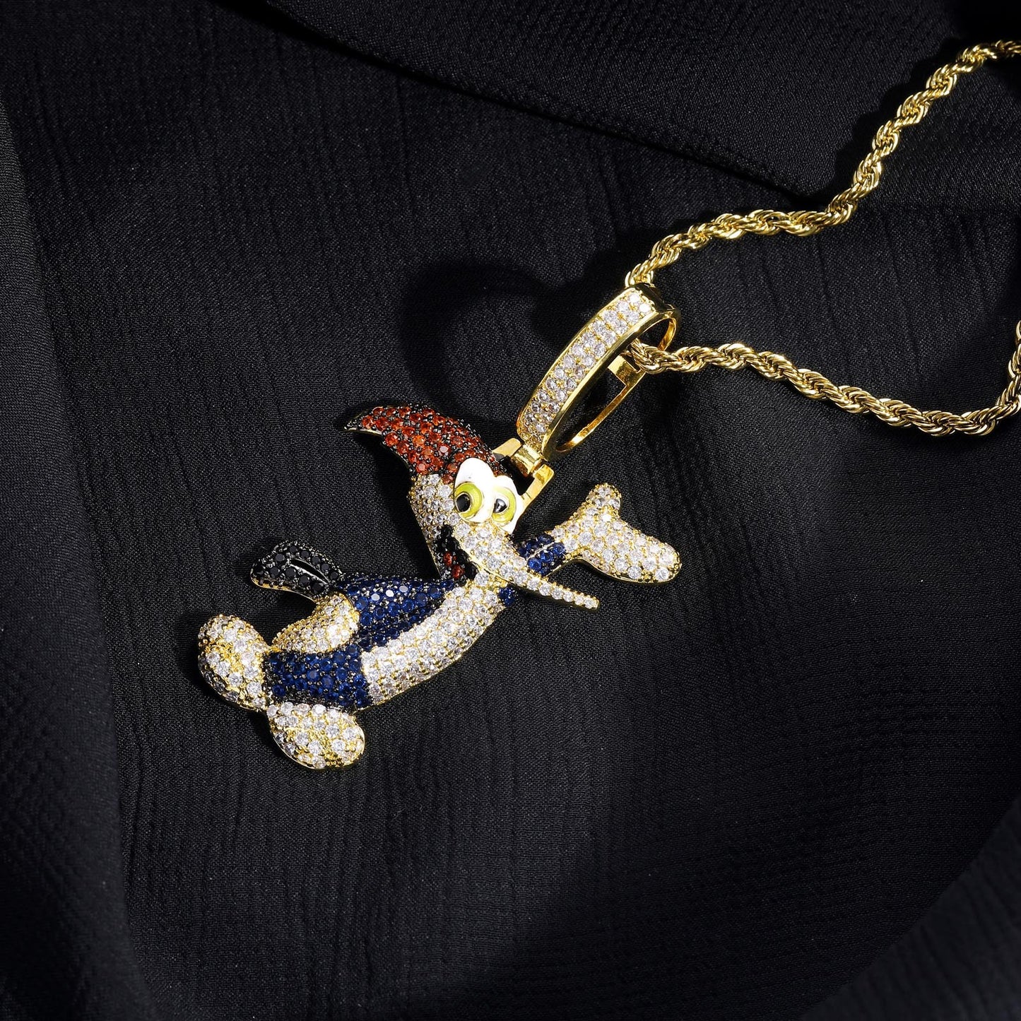 Woodpecker Pendant Full of Zirconia