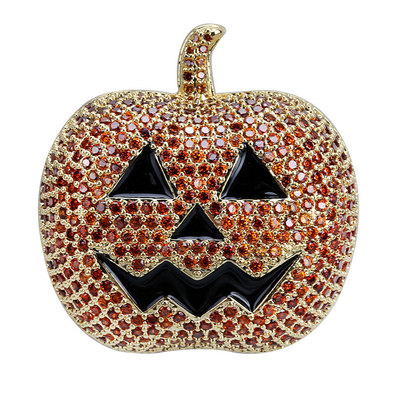 Halloween decorative pumpkin lamp personalized pendant micro-set zirconia men and women trend pop necklace