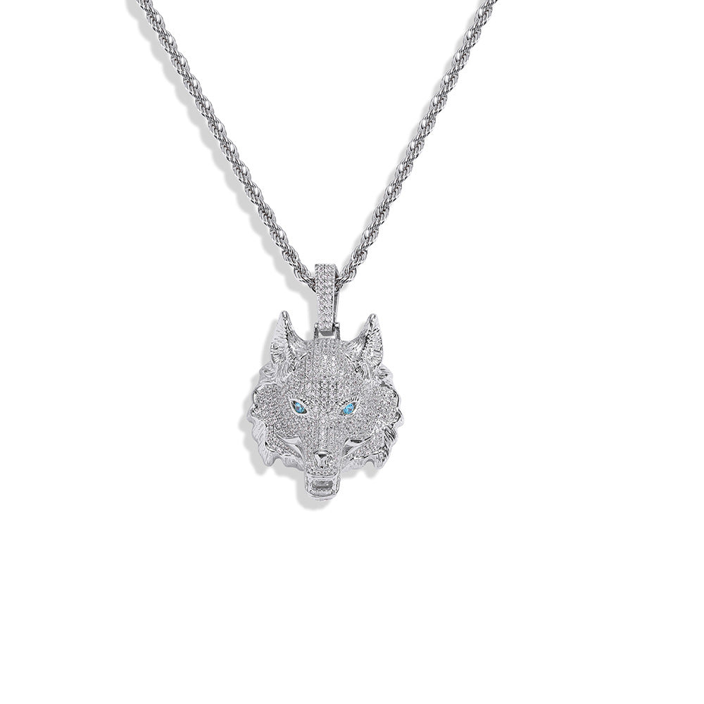 Wolf Head Personalized Full Zirconium Pendant