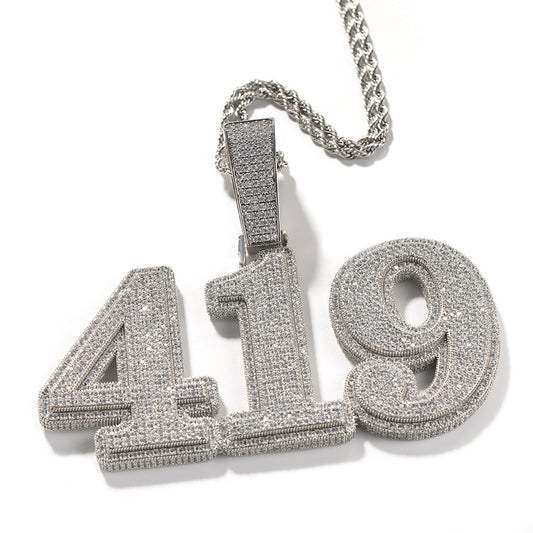 Hip Hop Alphabet Necklace Copper with Zirconia Full Diamond Number Letter Pendant Customized Necklace Pendant