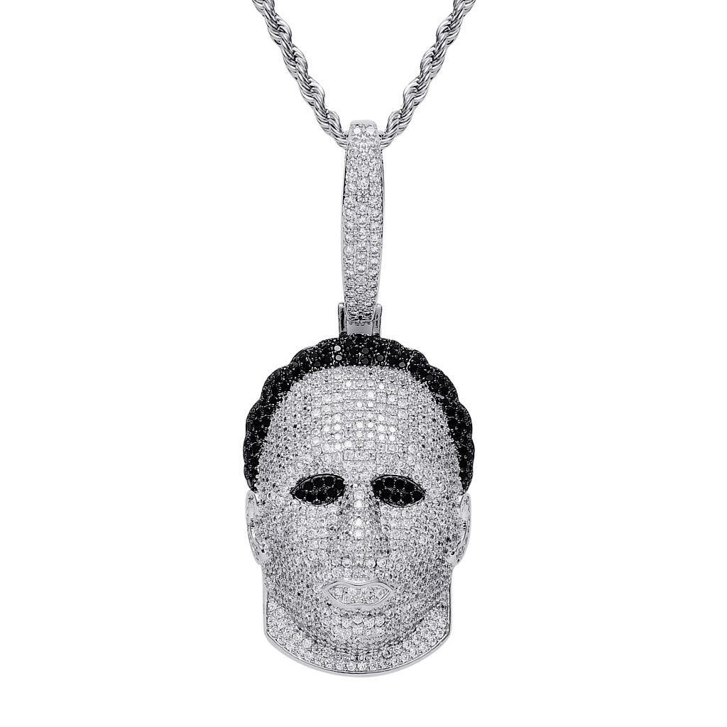 Necklace man head mask necklace micro zirconia hiphop hip hop