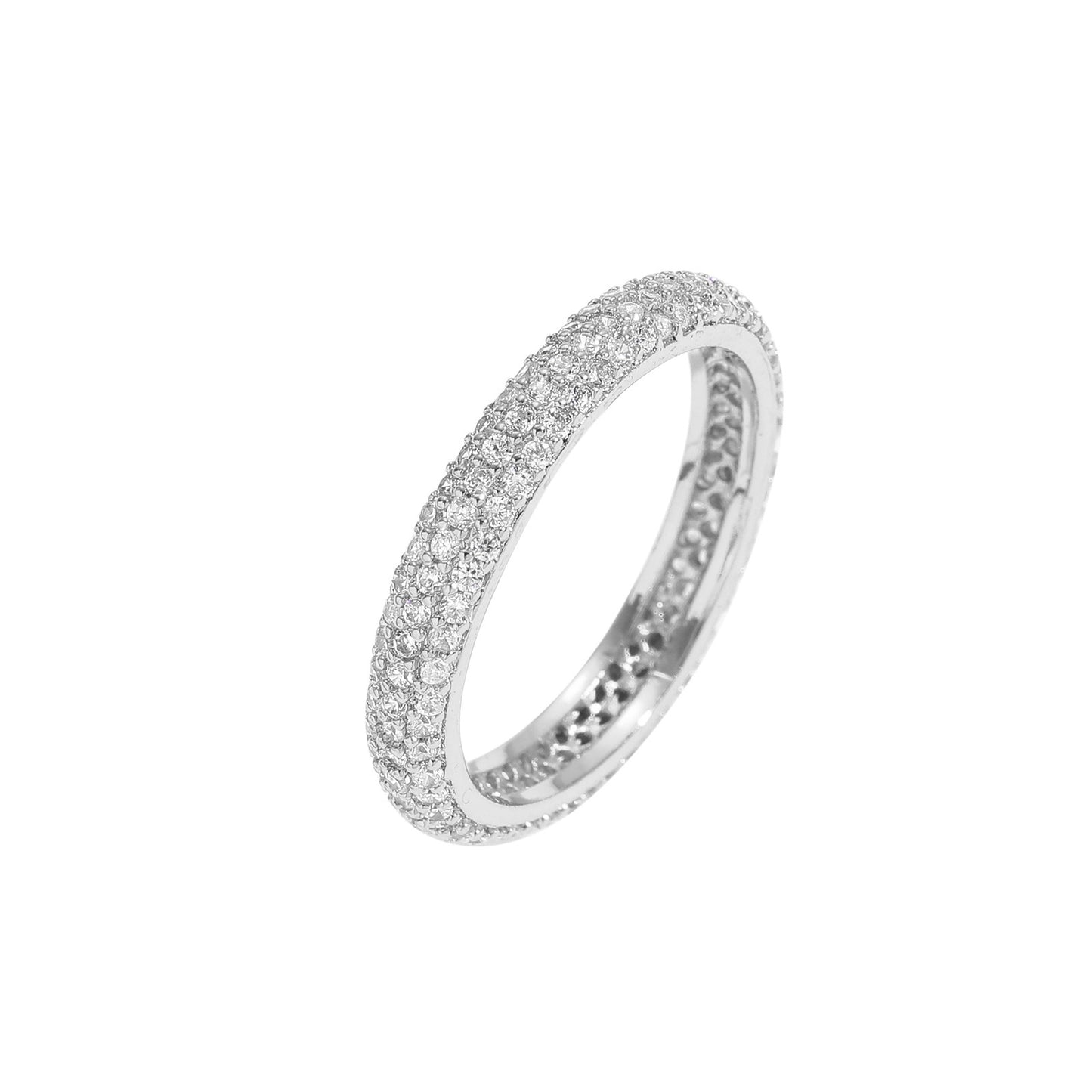 Micro-set triple row zirconia ring