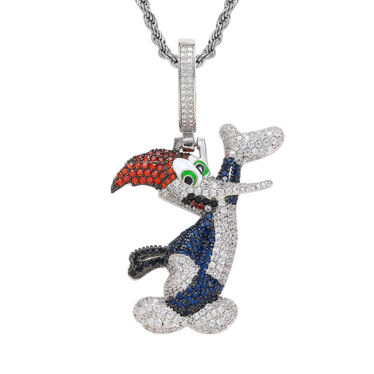 Woodpecker Pendant Full of Zirconia