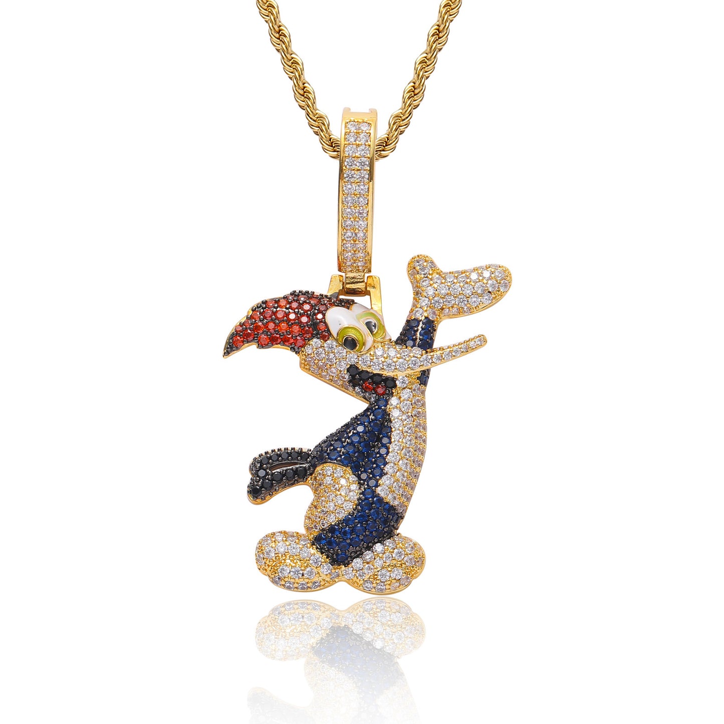 Woodpecker Pendant Full of Zirconia