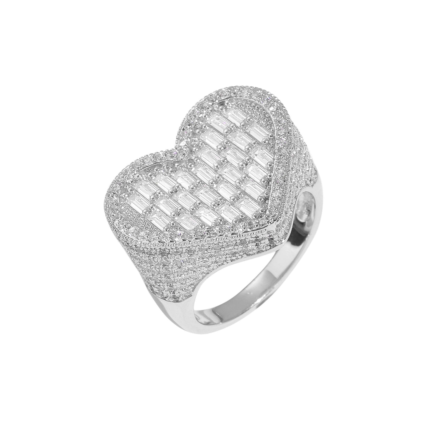 Vertical T-Square Heart Ring